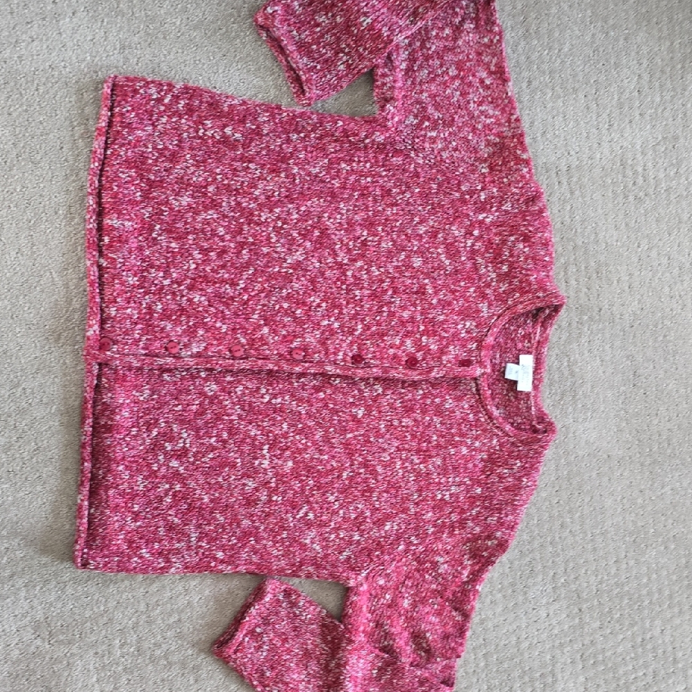 Christopher & Banks Marled Pink Button-Front Sweater